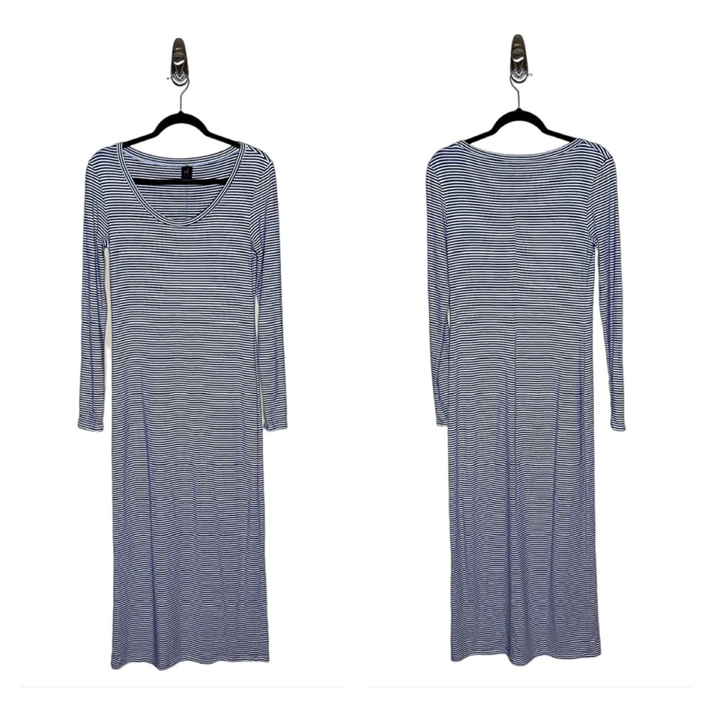 Peruvian Connection Black and White Stripe Long Sleeve Maxi Dress